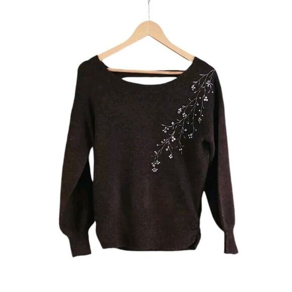 Democracy Sweaters - Democracy Sweater Women's Size XS Embroidered Brown